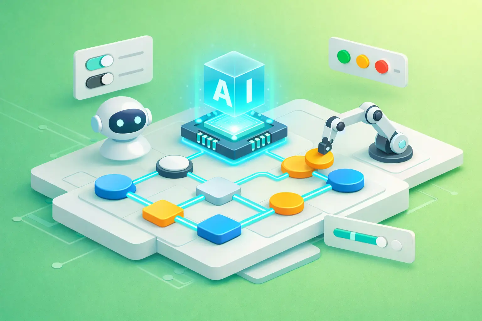 Illustration de l’automatisation des tâches et de l’intelligence artificielle au travail